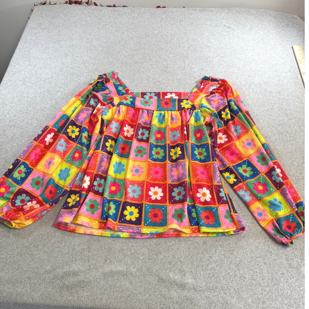 BiBi Multicolor Floral Patchwork Puff Sleeve Blouse